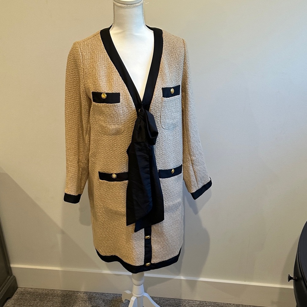 Elegant Beige and Black Women's Dress